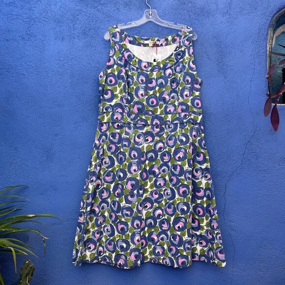 boden abstract floral print sleeveless cotton dress - Picture 1 of 6